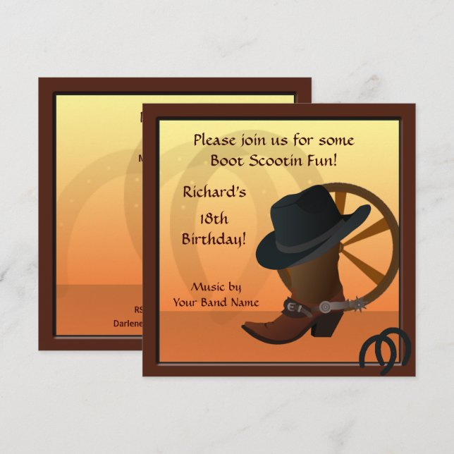 Cowboy Birthday Party Custom Einladung (Vorne/Hinten)
