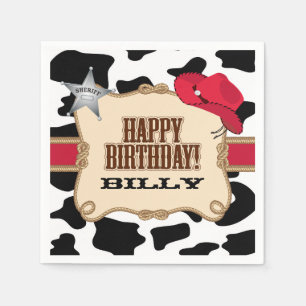 Cowboy Birthday Party, Custom Napkins Serviette