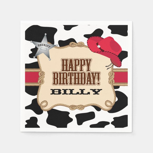 Cowboy Birthday Party, Custom Napkins Serviette (Vorderseite)