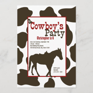 Cowboy Birthday Party Einladung