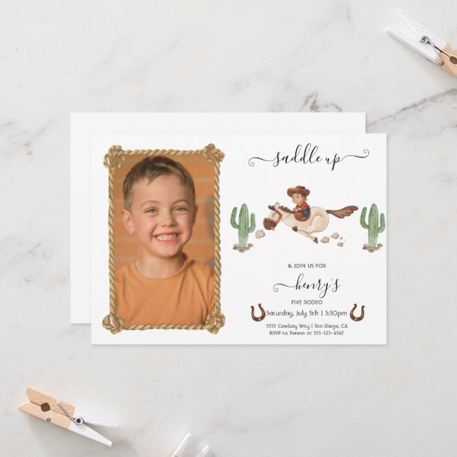 CowBoy Birthday Rodeo Party Einladung (Vorderseite/Rückseite Beispiel)
