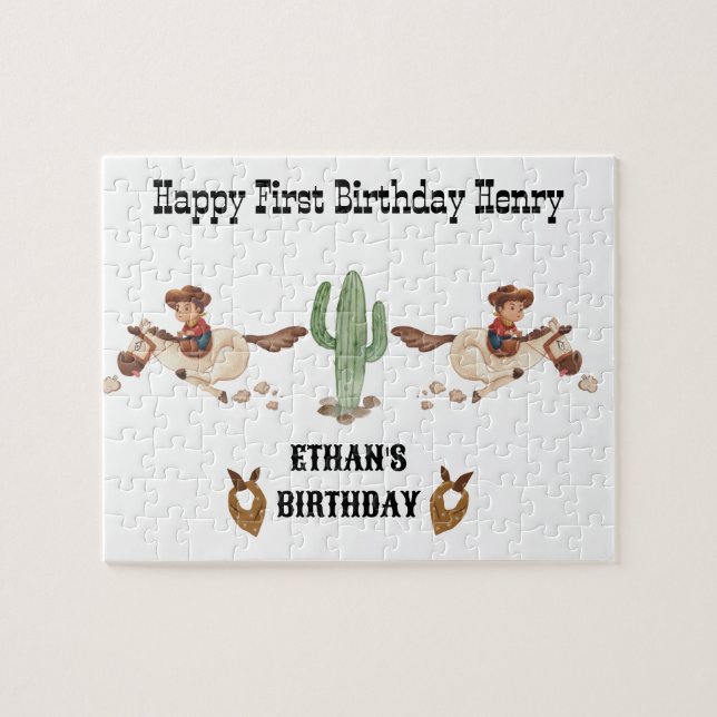 Cowboy Birthday Rodeo Party Puzzle (Horizontal)