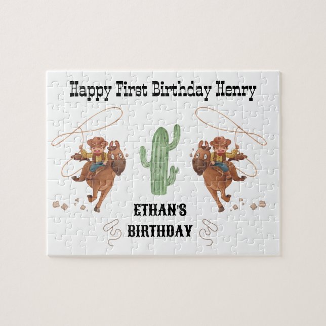 Cowboy Birthday Rodeo Party Puzzle (Horizontal)