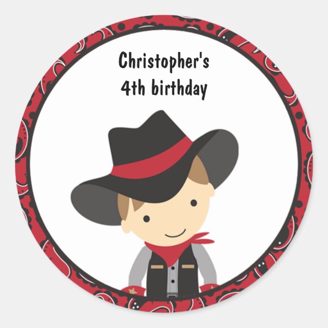 Cowboy Birthday Stickers (Vorderseite)
