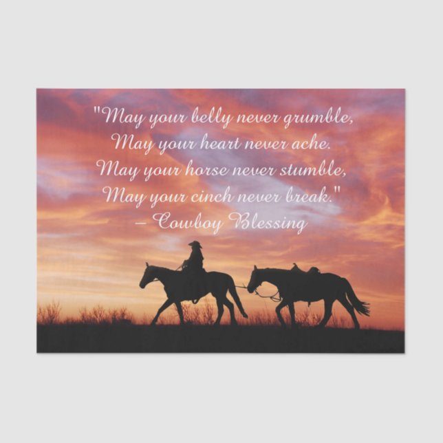 Cowboy Blessing Horse Silhouette Seidenpapier (Vorderseite)