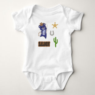 Cowboy Blue Niedlich Bear Saloon Western Baby Strampler