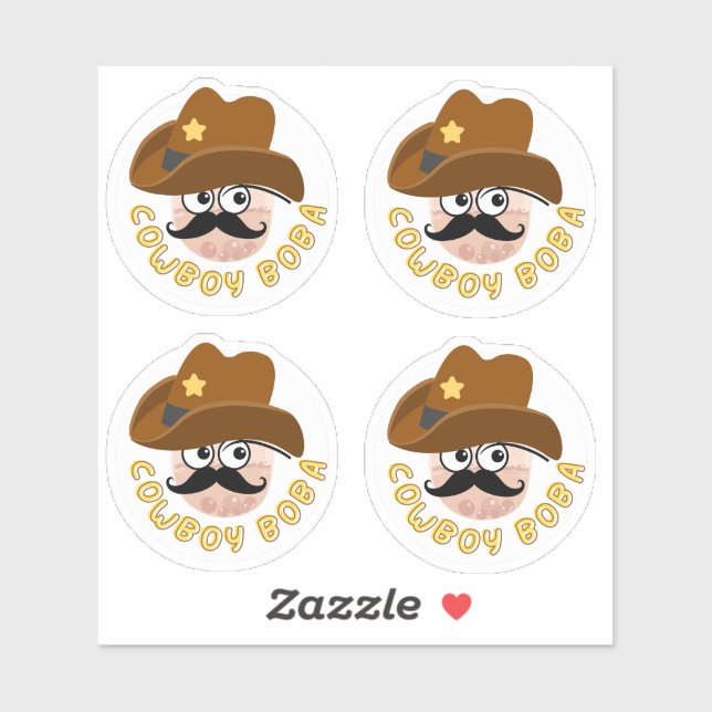 Cowboy Boba- Pack von 4 Aufkleber (Blatt)