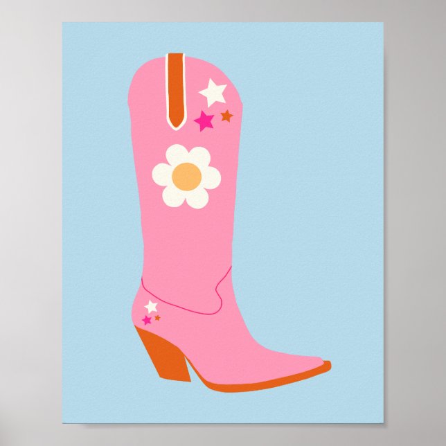 Cowboy Boot 02 Pink und Blue Preppy Boots Poster (Vorne)