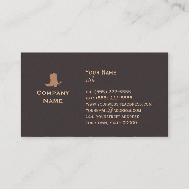 Cowboy Boot Business Card Visitenkarte (Vorderseite)