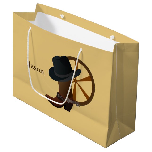 Cowboy Boot Design LGB Große Geschenktüte (Vorderseite Schrägansicht)