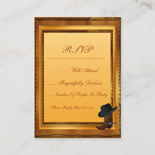 Cowboy Boot & Hat Begleitkarte (Vorderseite)