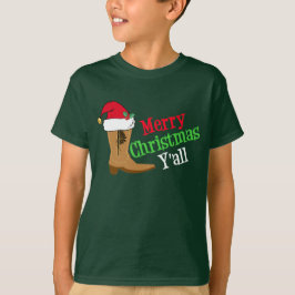 Cowboy Boot Merry Christmas Yall Kids T-Shirt