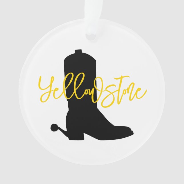 Cowboy Boot Silhouette NAME Yellow bandana Western Ornament (Vorderseite)