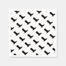 Cowboy Boot Spurs Silhouette Muster Schwarz-weiß Serviette