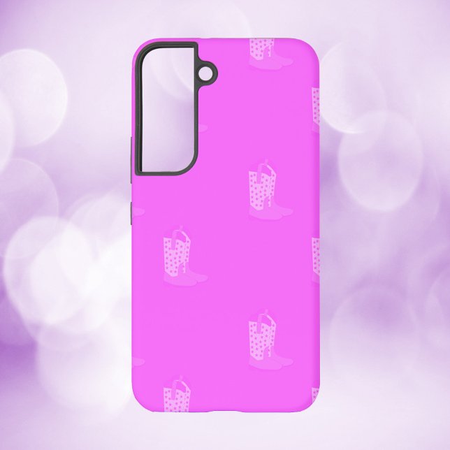Cowboy Boot Stars Muster Pink Samsung Galaxy Hülle (A cell phone case with a pattern of pink cowboy boots.)
