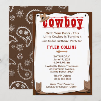 Cowboy Boot und Hat Geburtstag Einladung