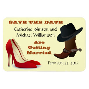 Cowboy Boot und High Heels Hochzeit Save the Date Magnet