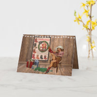 Cowboy Boot Weihnachtsmädchen Stiefel anlegen