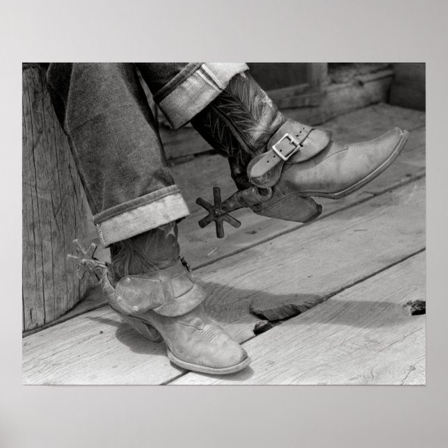 Cowboy Boots, 1940. Vintages Foto Poster (Vorne)