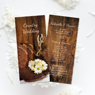 Cowboy Boots and Daisies Western Wedding Program Programm