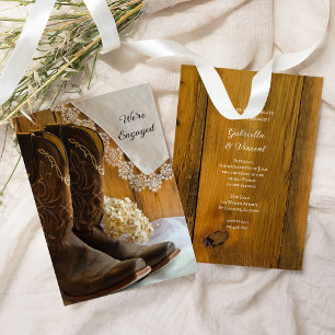 Cowboy Boots and Lace Western Engagement Party Einladung