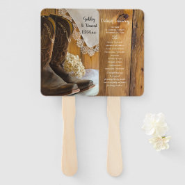 Cowboy Boots and Lace Western Wedding Program Fächer