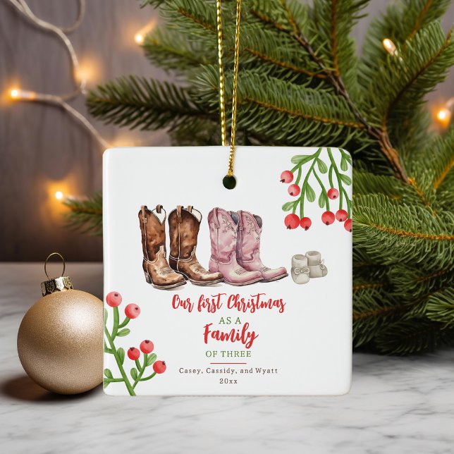 Cowboy Boots Baby's First Christmas Keramikornament (Von Creator hochgeladen)