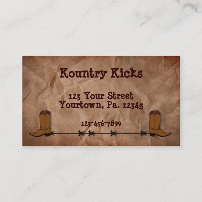 Cowboy Boots Business Card Visitenkarte (Vorderseite)