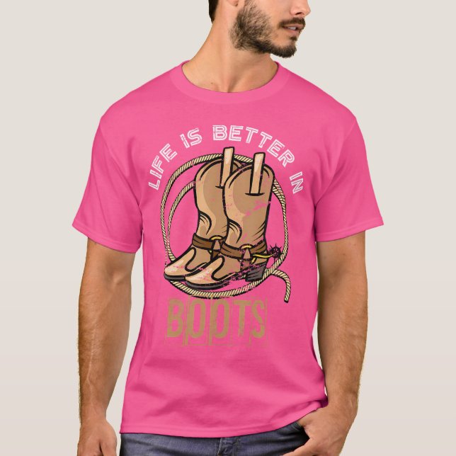 Cowboy Boots Country Cowboy Rodeo Men Geschenk Wes T-Shirt (Vorderseite)