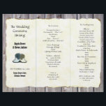 Cowboy Boots Country Wedding Program Template<br><div class="desc">Länderbezogene Hochzeitsprogramm Vorlage zu falten in Dritteln. Illustriert schmücken seine und ihre Cowboystiefel die Titelseite,  wenn sie gefaltet sind. Der Hintergrund ist Stall Holz mit einer Ebene,  um den Text zu halten.</div>