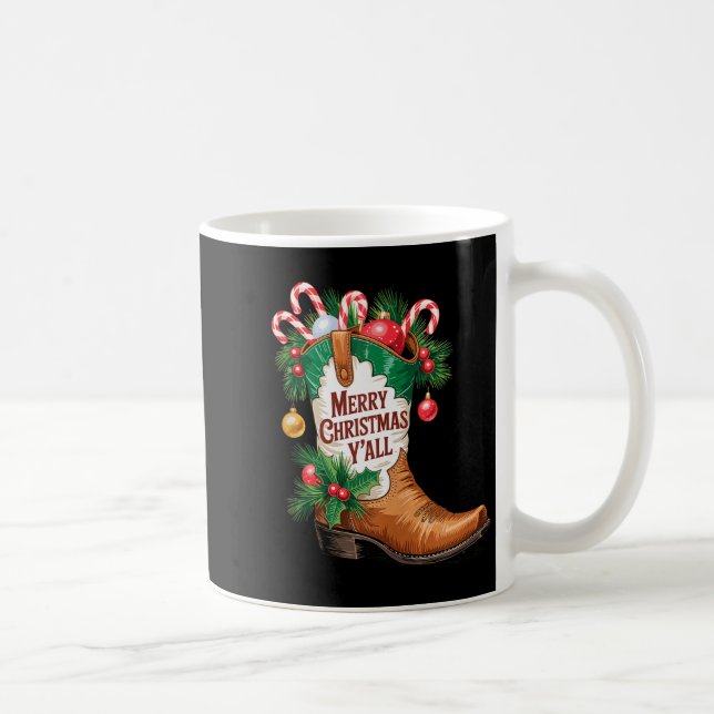 Cowboy Boots Country Western Merry Christmas Y'all Kaffeetasse (Rechts)