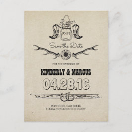Cowboy Boots Country Western Save the Date Ankündigungspostkarte