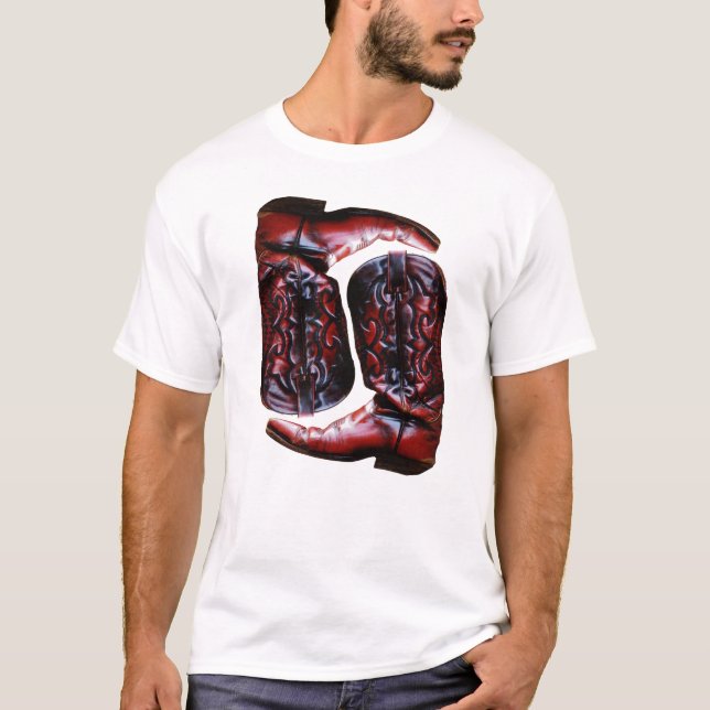 Cowboy Boots Country Yin & Yang Balance Symbol T-Shirt (Vorderseite)