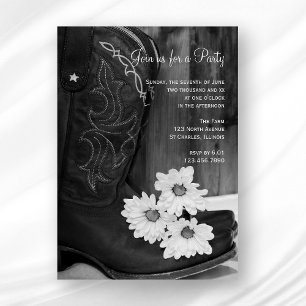 Cowboy Boots Daisies Country Western Barn Party Einladung