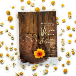 Cowboy Boots, Daisy und Horse Bit Engagement Party Einladung