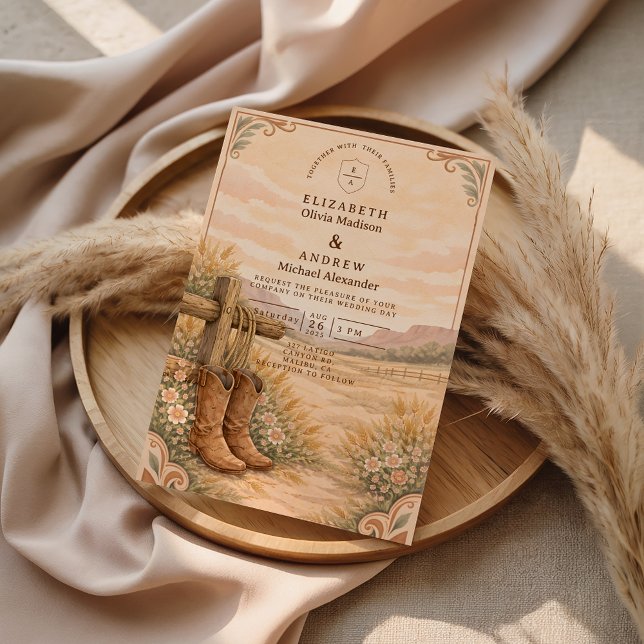 Cowboy Boots Desert Wedding Einladung (Von Creator hochgeladen)