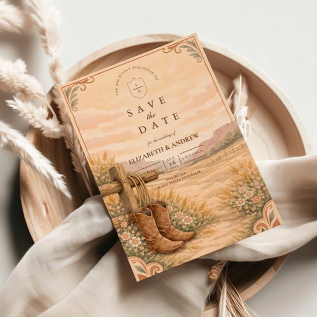 Cowboy Boots Desert Wedding Save The Date (Von Creator hochgeladen)