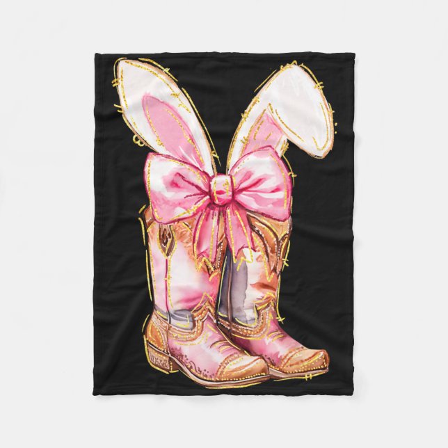 Cowboy Boots Easter Bunny Howdy Coquette Fleecedecke (Vorderseite)
