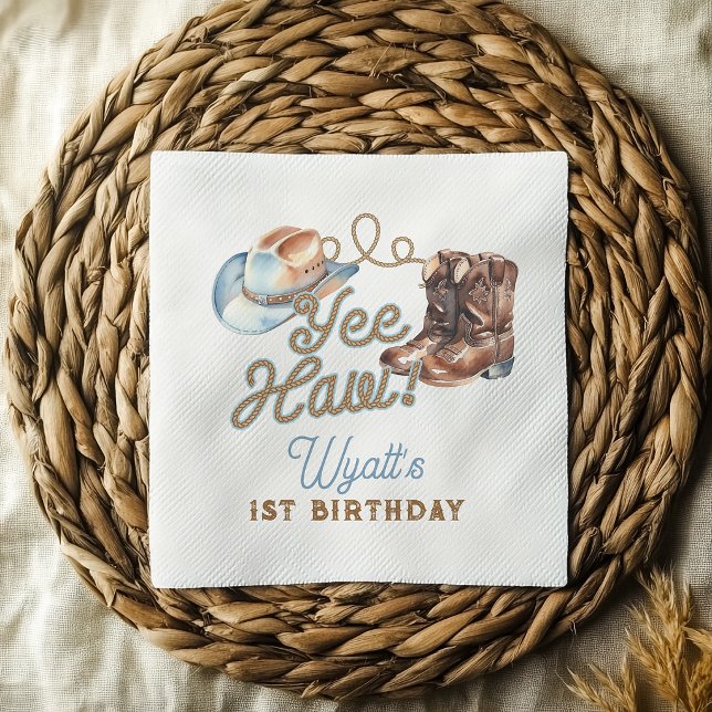Cowboy Boots First Rodeo Birthday Party Napkins Serviette (Cowboy Boots First Rodeo Birthday Party Napkins)
