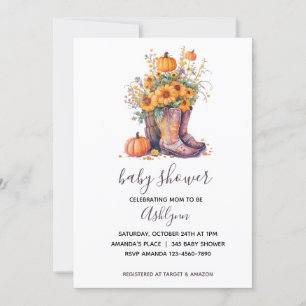 Cowboy Boots Floral Pumpkin Herbst Baby Dusche Einladung