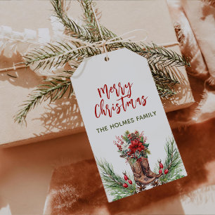 Cowboy Boots Frohe Weihnachtsgeschenke Tags Geschenkanhänger