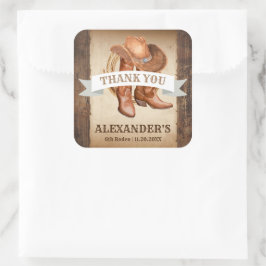 Cowboy Boots, Hat und Lasso Quadratischer Aufkleber