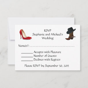 Cowboy Boots High Heels Schuhe Hochzeit RSVP Karte