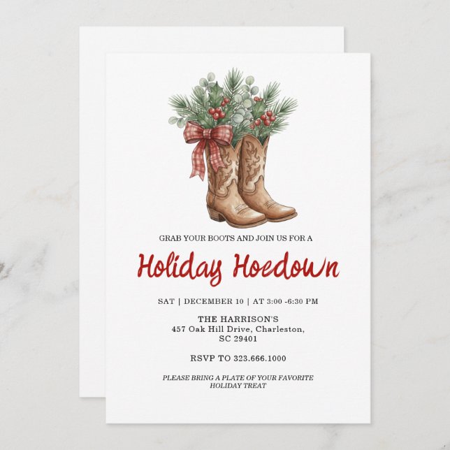 Cowboy Boots Holiday Celebration, Editable Country Einladung (Vorne/Hinten)