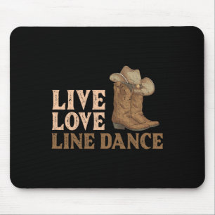 Cowboy Boots Line Tanzen Land Hat Live Liebe Li Mousepad