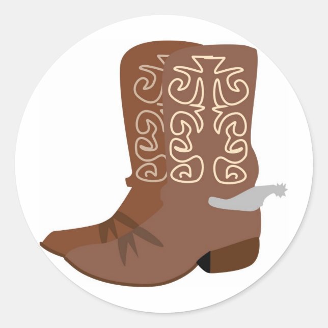 Cowboy Boots mit Spurs Runder Aufkleber (Vorderseite)