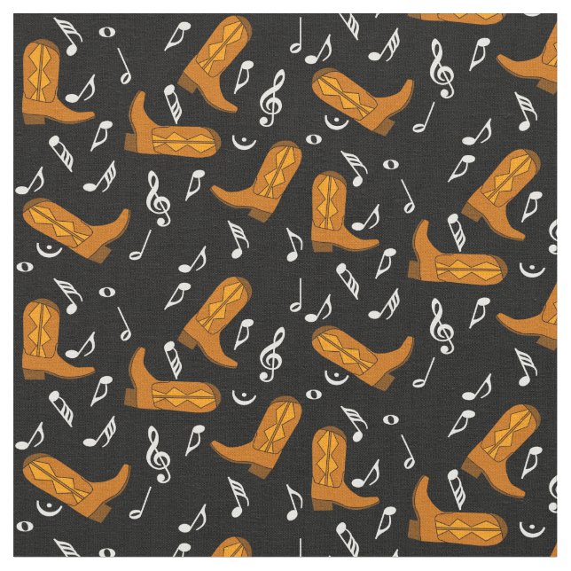 Cowboy Boots Musiknoten Stoff (Nahaufnahme)