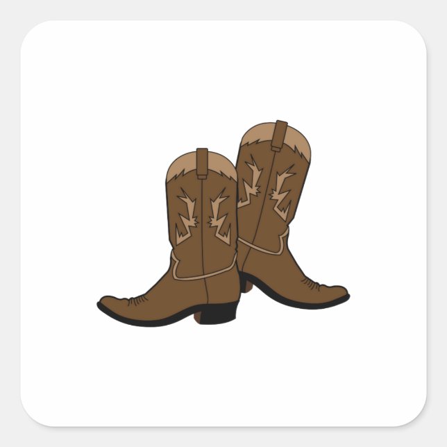 Cowboy Boots Quadratischer Aufkleber (Vorderseite)