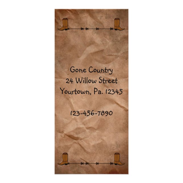 Cowboy Boots Rack Card Werbekarte (Vorne)