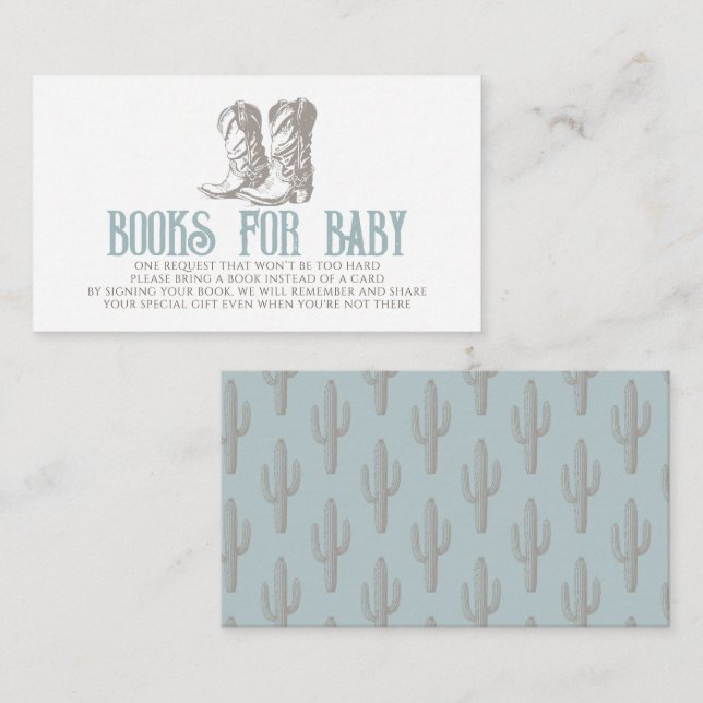 Cowboy Boots Shower Boy Blue Books for Baby Begleitkarte (Vorne/Hinten)